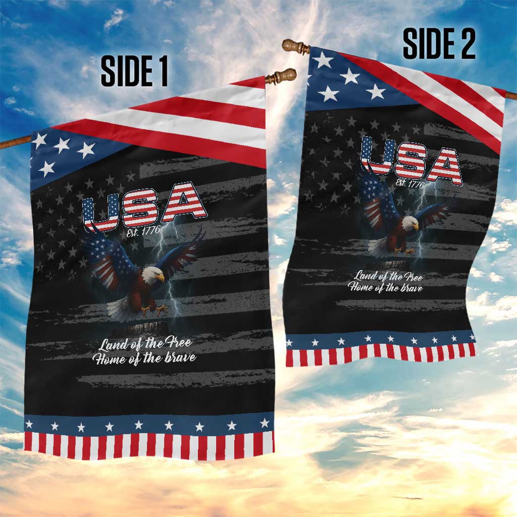 Bold Patriotic American Eagle Garden Flag Land of the Free Home of the Brave Est 1776