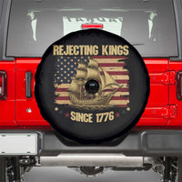 Rejecting Kings Since 1776 Spare Tire Cover Historic Ship Sailboat Distressed American Flag