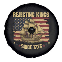 Rejecting Kings Since 1776 Spare Tire Cover Historic Ship Sailboat Distressed American Flag