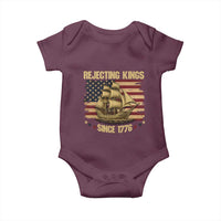 Rejecting Kings Since 1776 Baby Onesie Historic Ship Sailboat Distressed American Flag