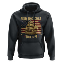 Rejecting Kings Since 1776 Hoodie Historic Ship Sailboat Distressed American Flag