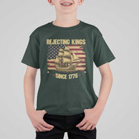 Rejecting Kings Since 1776 T Shirt For Kid Historic Ship Sailboat Distressed American Flag