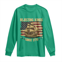 Rejecting Kings Since 1776 Long Sleeve Shirt Historic Ship Sailboat Distressed American Flag
