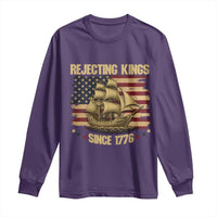 Rejecting Kings Since 1776 Long Sleeve Shirt Historic Ship Sailboat Distressed American Flag