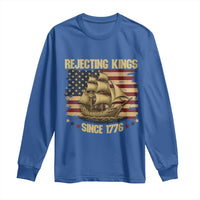 Rejecting Kings Since 1776 Long Sleeve Shirt Historic Ship Sailboat Distressed American Flag