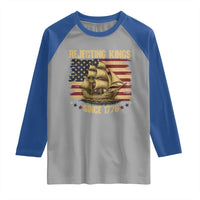 Rejecting Kings Since 1776 Raglan Shirt Historic Ship Sailboat Distressed American Flag
