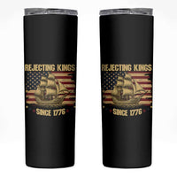 Rejecting Kings Since 1776 Skinny Tumbler Historic Ship Sailboat Distressed American Flag