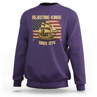 Rejecting Kings Since 1776 Sweatshirt Historic Ship Sailboat Distressed American Flag