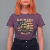 Rejecting Kings Since 1776 T Shirt For Women Historic Ship Sailboat Distressed American Flag