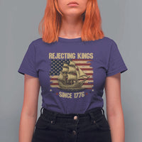 Rejecting Kings Since 1776 T Shirt For Women Historic Ship Sailboat Distressed American Flag