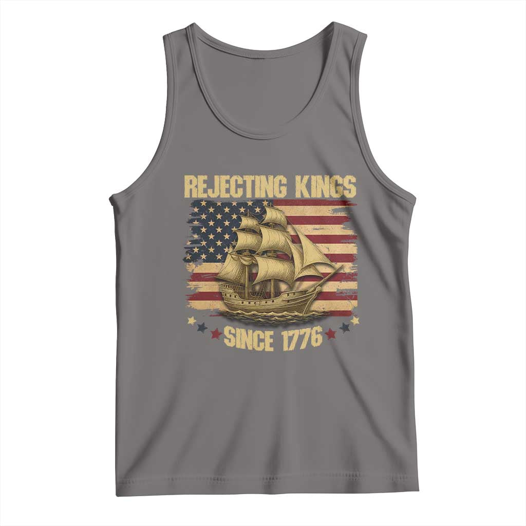 Rejecting Kings Since 1776 Tank Top Historic Ship Sailboat Distressed American Flag
