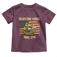 Rejecting Kings Since 1776 Toddler T Shirt Historic Ship Sailboat Distressed American Flag