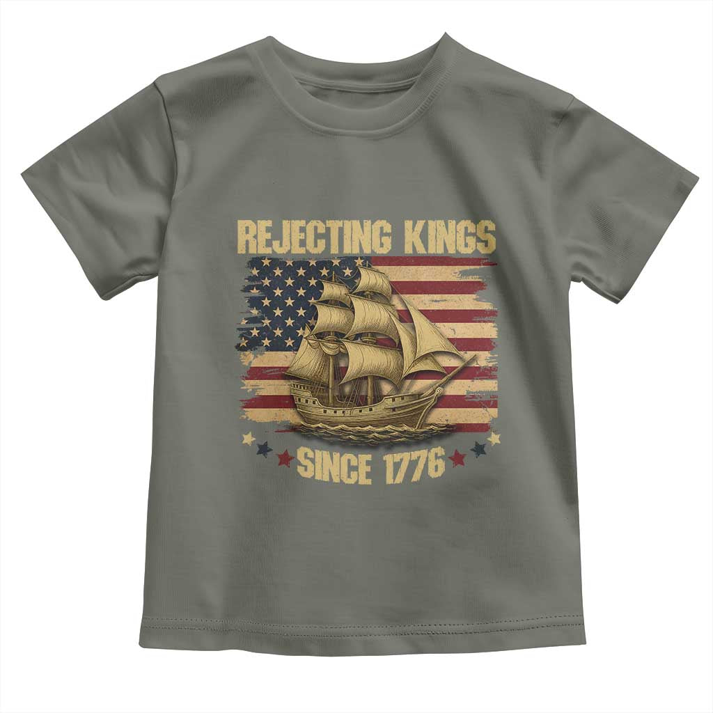 Rejecting Kings Since 1776 Toddler T Shirt Historic Ship Sailboat Distressed American Flag