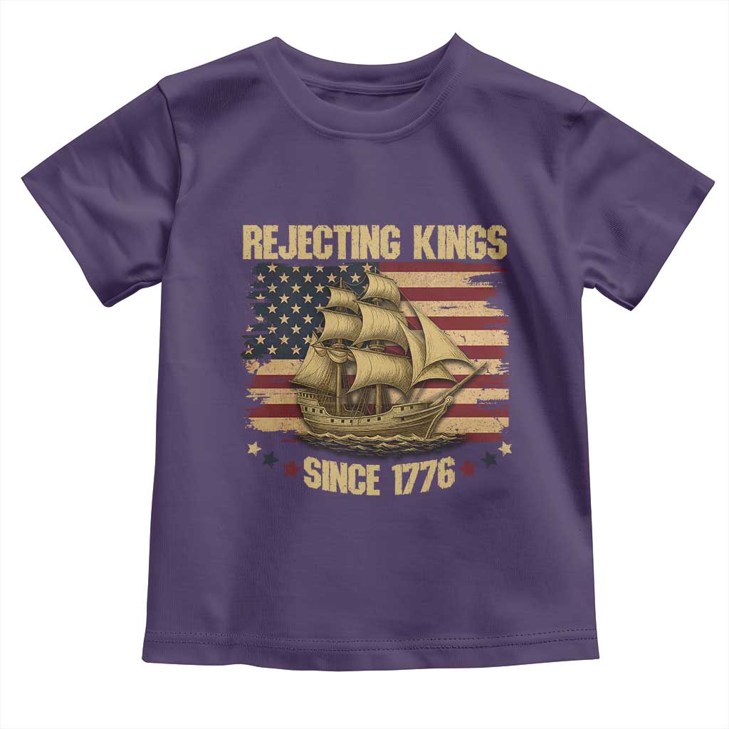 Rejecting Kings Since 1776 Toddler T Shirt Historic Ship Sailboat Distressed American Flag