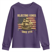Rejecting Kings Since 1776 Youth Sweatshirt Historic Ship Sailboat Distressed American Flag