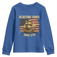Rejecting Kings Since 1776 Youth Sweatshirt Historic Ship Sailboat Distressed American Flag