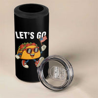 Let’s Go Taco Patriotic 4 in 1 Can Cooler Tumbler Funny 4th of July Food Humor