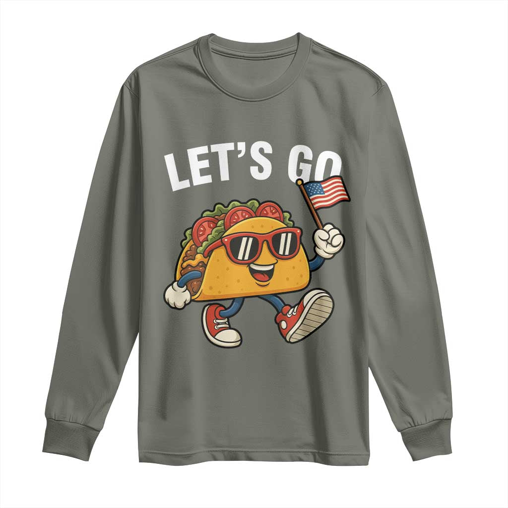 Let’s Go Taco Patriotic Long Sleeve Shirt Funny 4th of July Food Humor