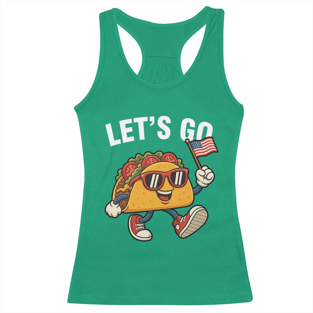 Let’s Go Taco Patriotic Racerback Tank Top Funny 4th of July Food Humor