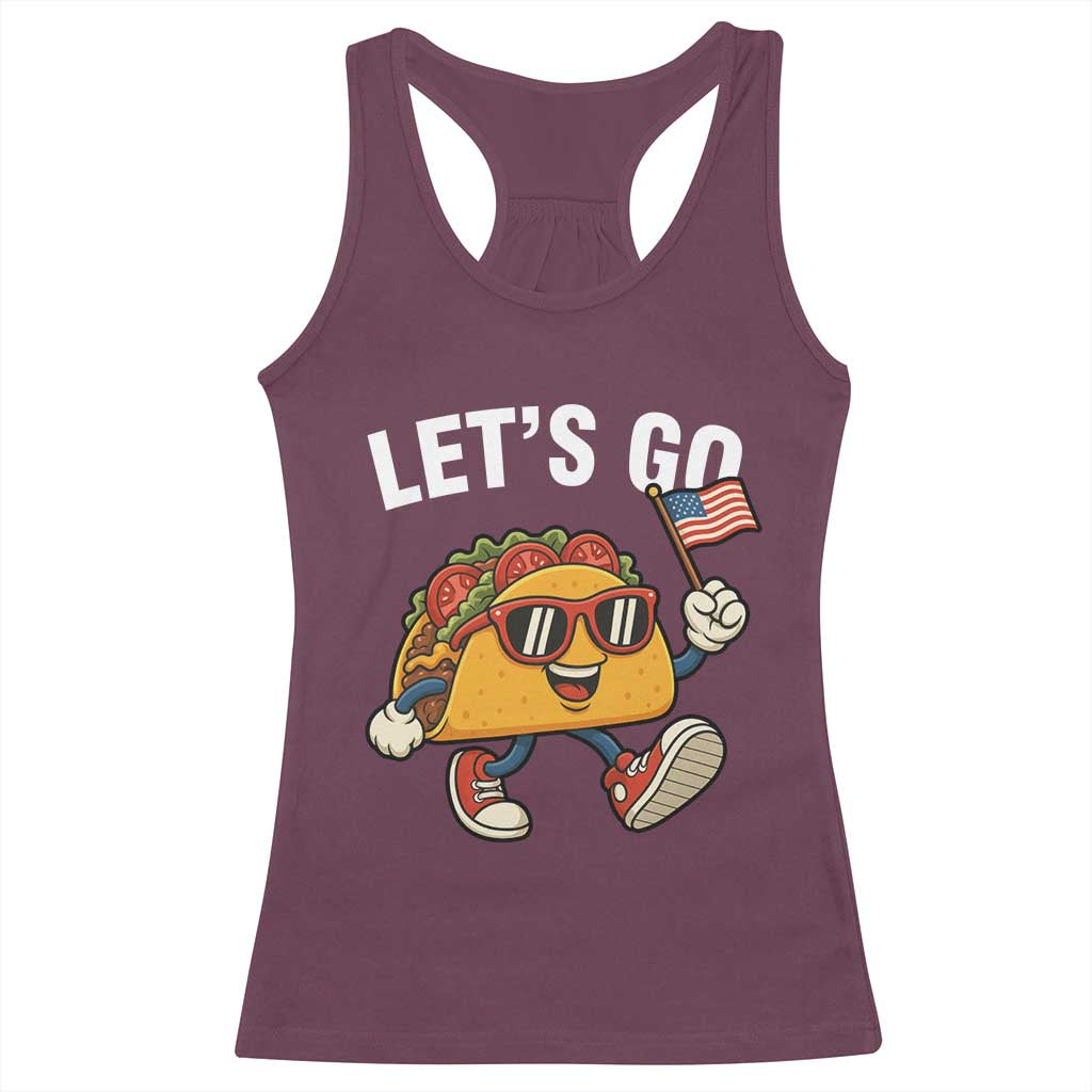 Let’s Go Taco Patriotic Racerback Tank Top Funny 4th of July Food Humor