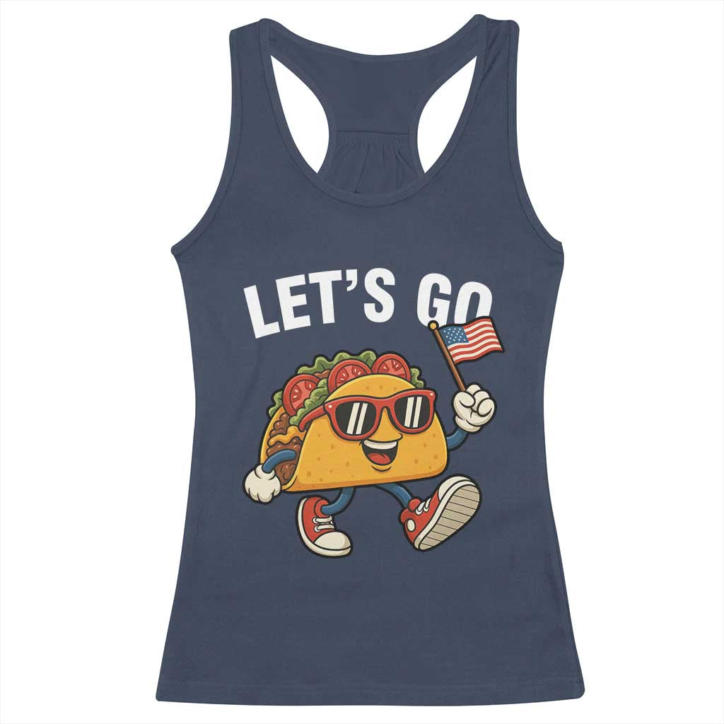 Let’s Go Taco Patriotic Racerback Tank Top Funny 4th of July Food Humor