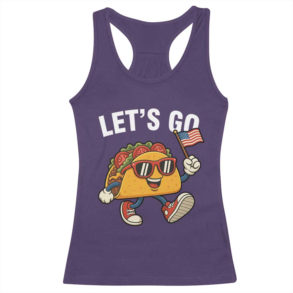Let’s Go Taco Patriotic Racerback Tank Top Funny 4th of July Food Humor