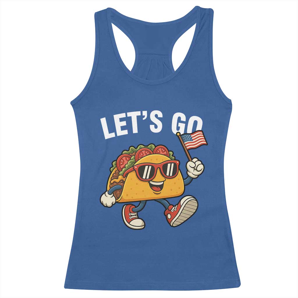 Let’s Go Taco Patriotic Racerback Tank Top Funny 4th of July Food Humor