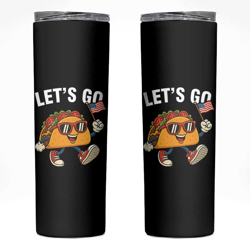 Let’s Go Taco Patriotic Skinny Tumbler Funny 4th of July Food Humor