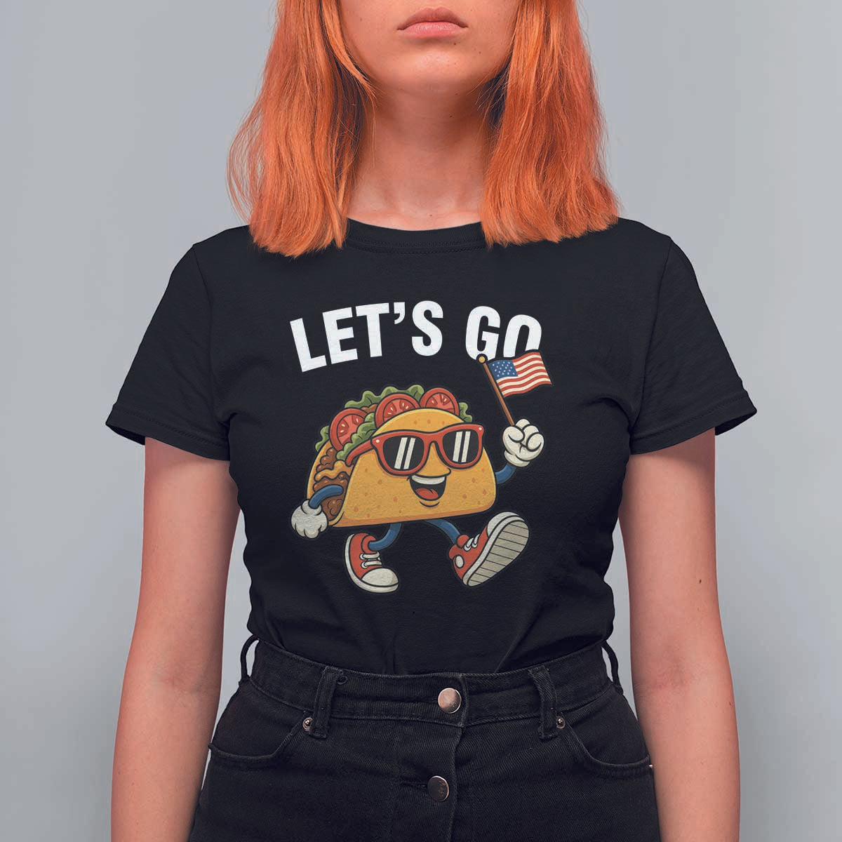 Let’s Go Taco Patriotic T Shirt For Women Funny 4th of July Food Humor