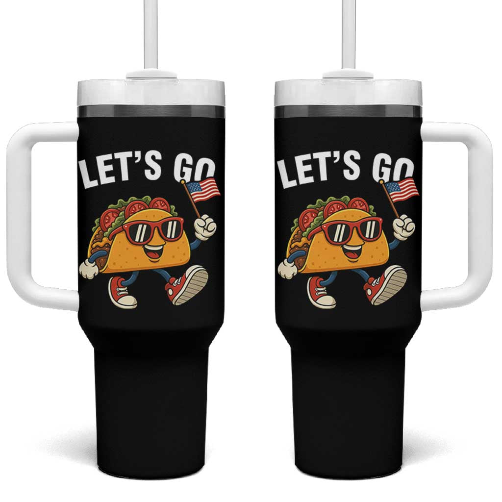 Let’s Go Taco Patriotic Tumbler With Handle Funny 4th of July Food Humor