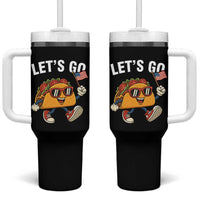 Let’s Go Taco Patriotic Tumbler With Handle Funny 4th of July Food Humor