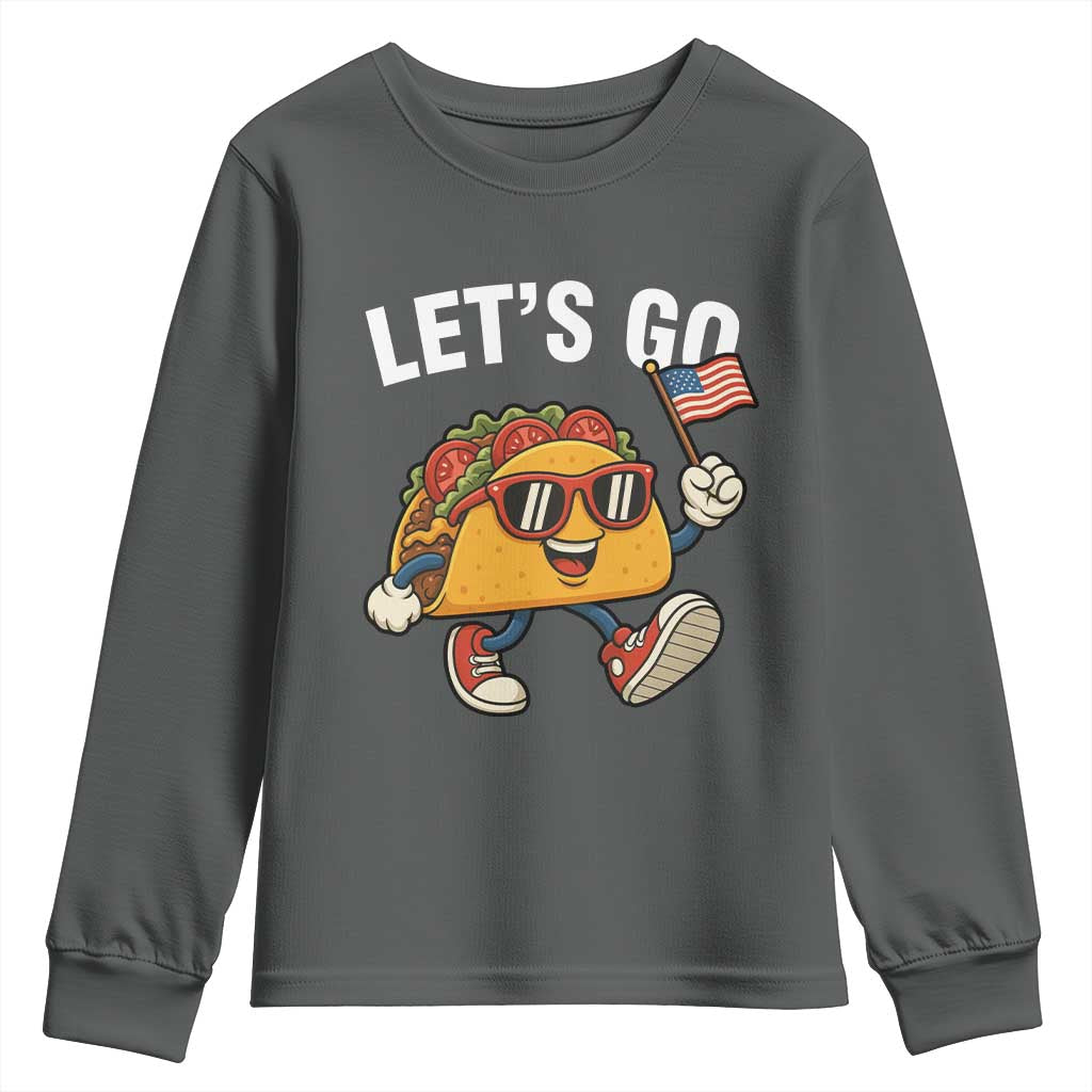 Let’s Go Taco Patriotic Youth Sweatshirt Funny 4th of July Food Humor