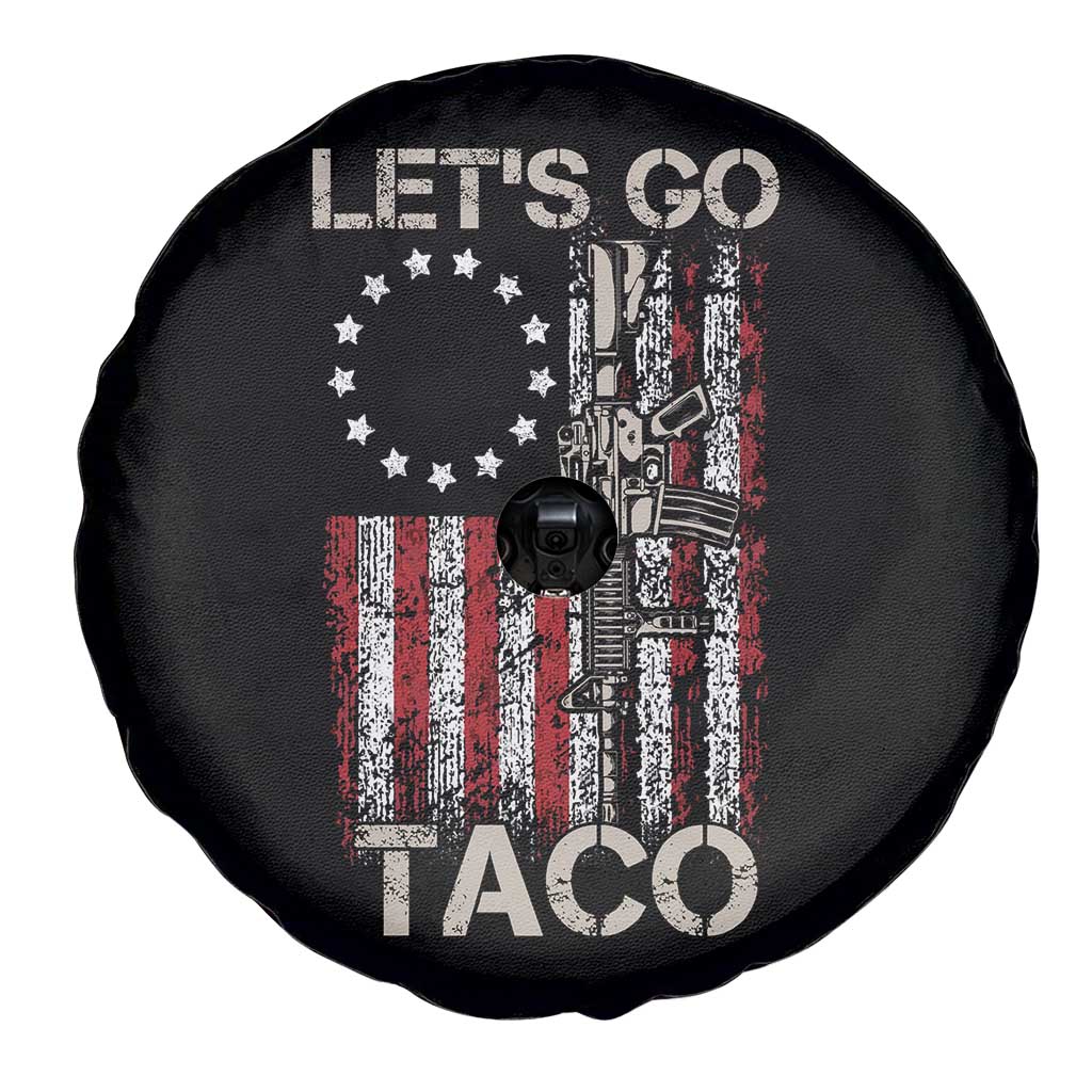 Let’s Go Taco Betsy Ross Flag Spare Tire Cover Vintage Patriotic Rifle Gun Rights