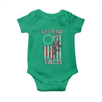 Let’s Go Taco Betsy Ross Flag Baby Onesie Vintage Patriotic Rifle Gun Rights