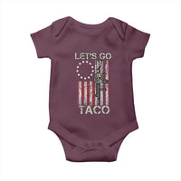 Let’s Go Taco Betsy Ross Flag Baby Onesie Vintage Patriotic Rifle Gun Rights