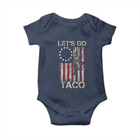 Let’s Go Taco Betsy Ross Flag Baby Onesie Vintage Patriotic Rifle Gun Rights