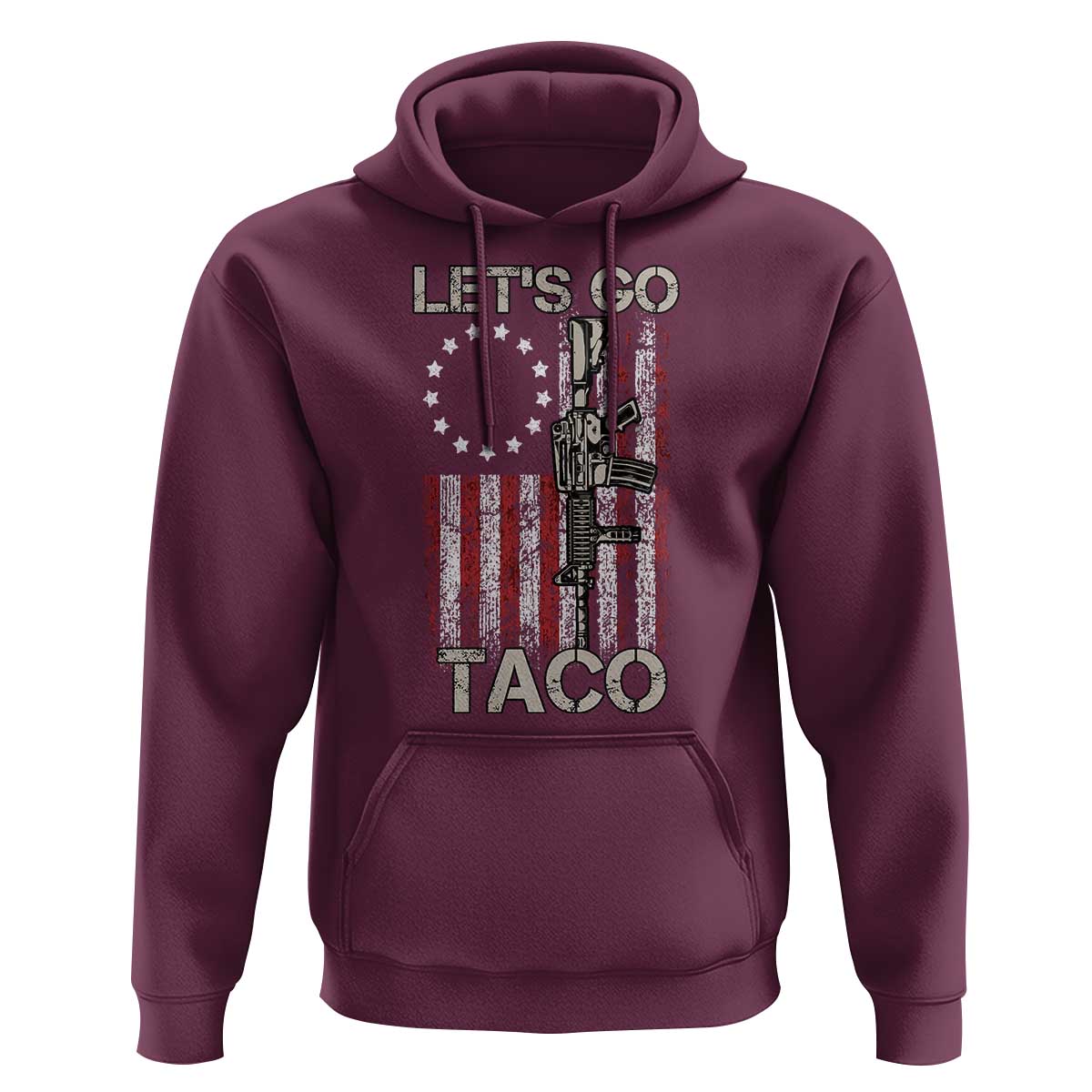 Let’s Go Taco Betsy Ross Flag Hoodie Vintage Patriotic Rifle Gun Rights