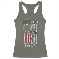 Let’s Go Taco Betsy Ross Flag Racerback Tank Top Vintage Patriotic Rifle Gun Rights