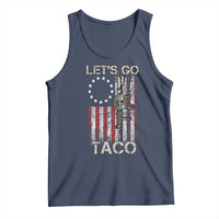 Let’s Go Taco Betsy Ross Flag Tank Top Vintage Patriotic Rifle Gun Rights