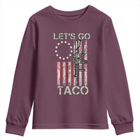 Let’s Go Taco Betsy Ross Flag Youth Sweatshirt Vintage Patriotic Rifle Gun Rights