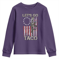 Let’s Go Taco Betsy Ross Flag Youth Sweatshirt Vintage Patriotic Rifle Gun Rights