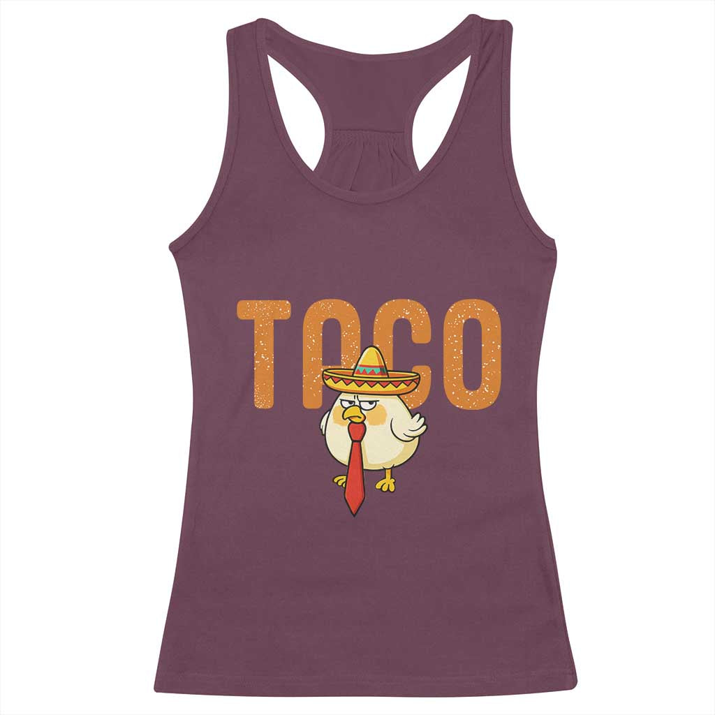TACO Chicken in Sombrero Racerback Tank Top Funny Mexican Food