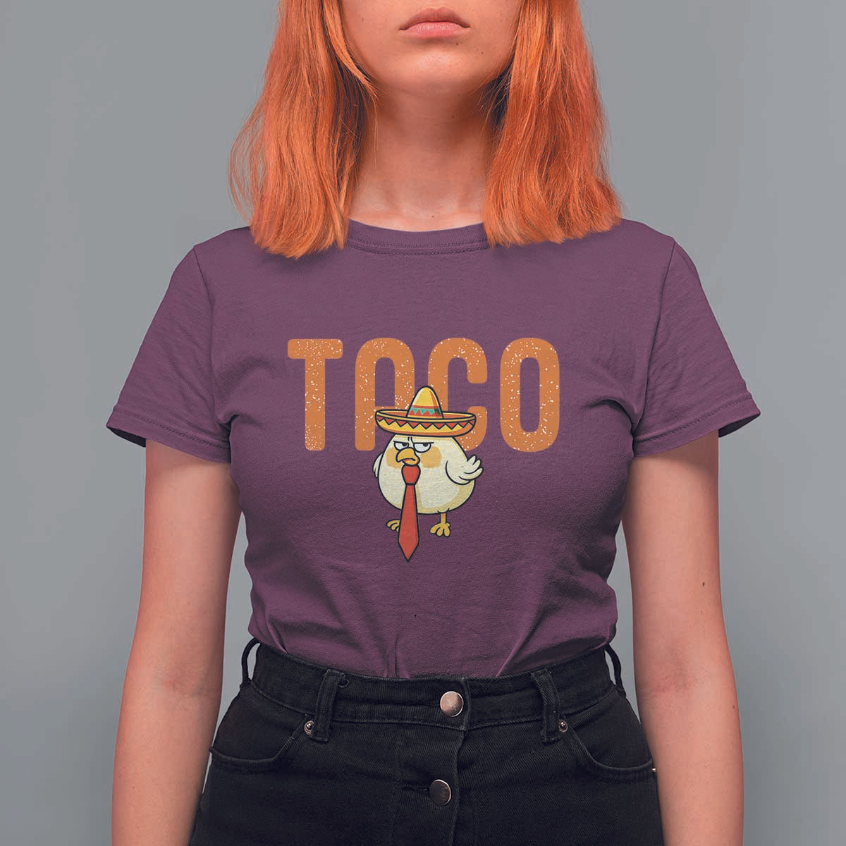 TACO Chicken in Sombrero T Shirt For Women Funny Mexican Food