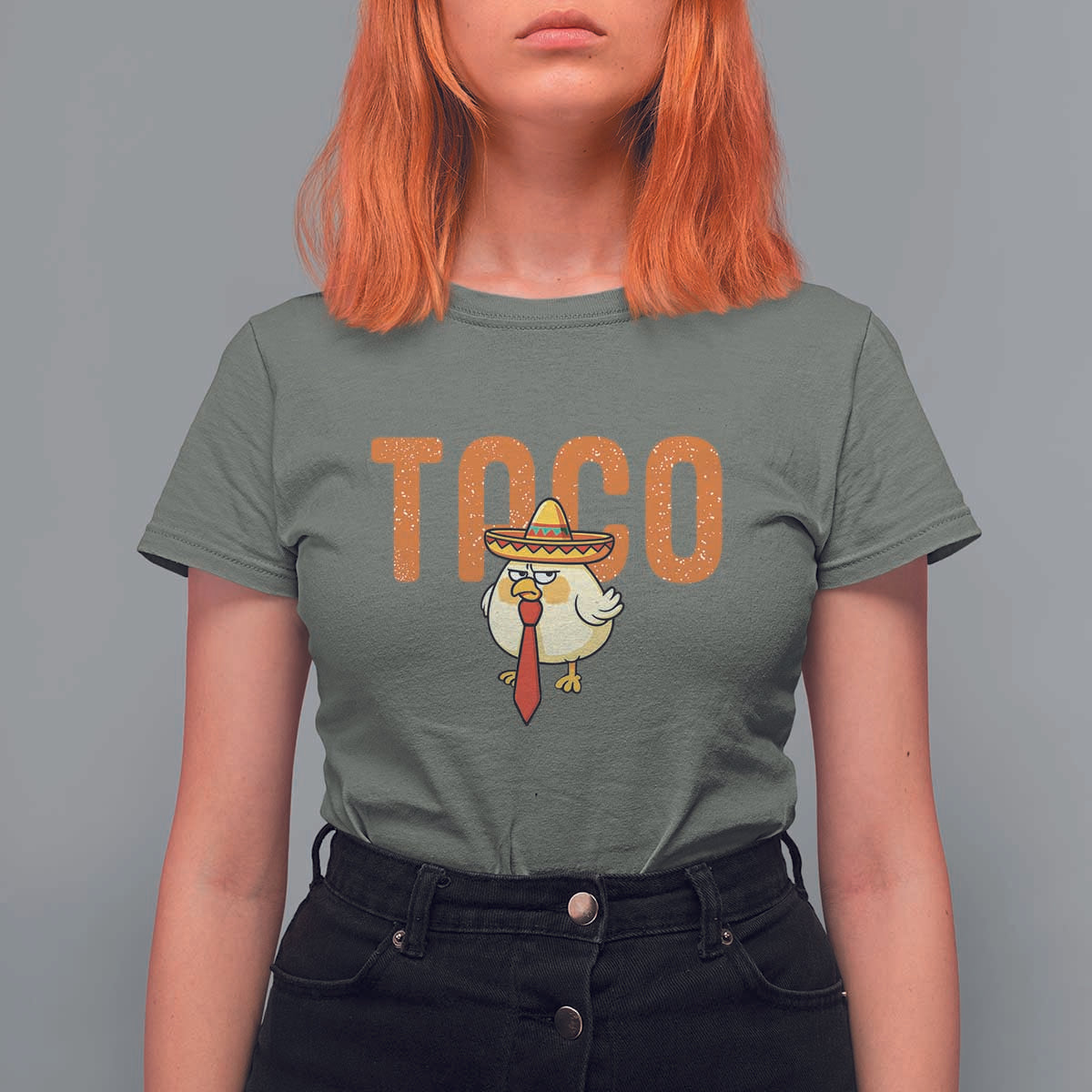 TACO Chicken in Sombrero T Shirt For Women Funny Mexican Food
