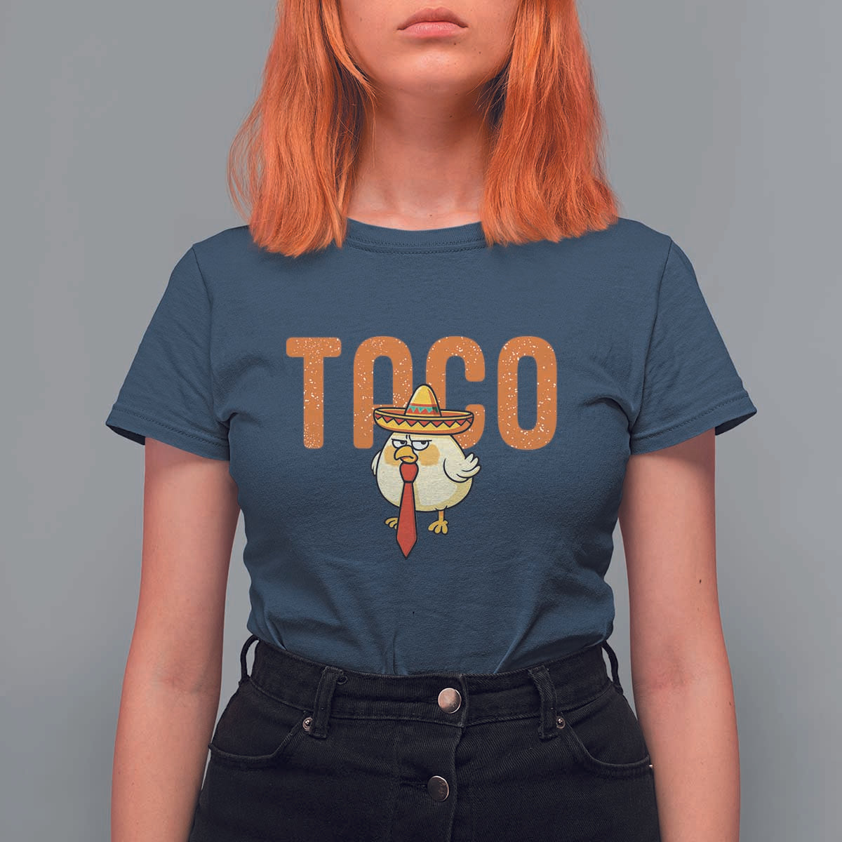 TACO Chicken in Sombrero T Shirt For Women Funny Mexican Food
