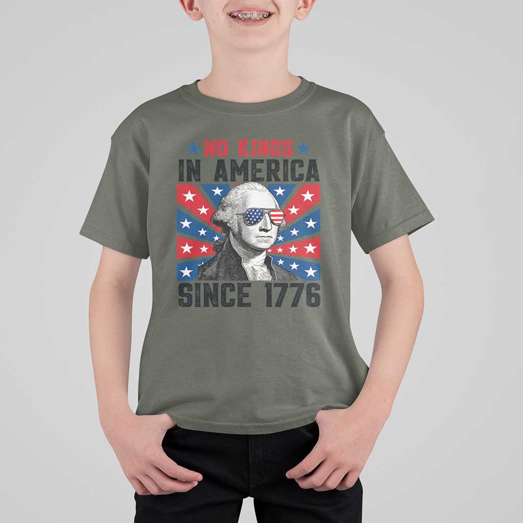 No Kings in America Since 1776 T Shirt For Kid Founding Fathers George Washington Patriotic