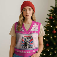 No Kings in America Since 1776 V-Neck Knit Sweater Vest Founding Fathers George Washington Patriotic - Wonder Print Shop