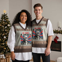 No Kings in America Since 1776 V-Neck Knit Sweater Vest Founding Fathers George Washington Patriotic - Wonder Print Shop