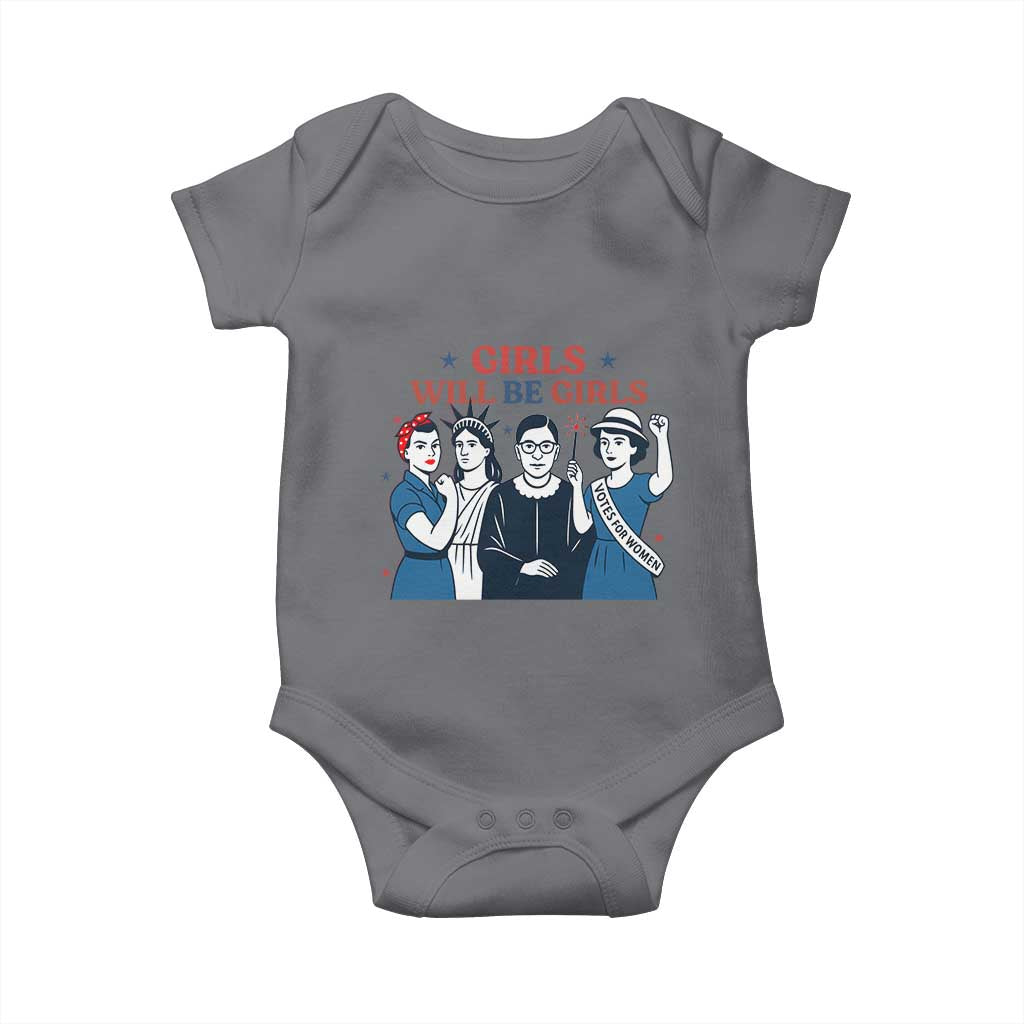 Patriotic Feminist Empowerment Baby Onesie Girl Will Be Girls Womens Rights 4th of July