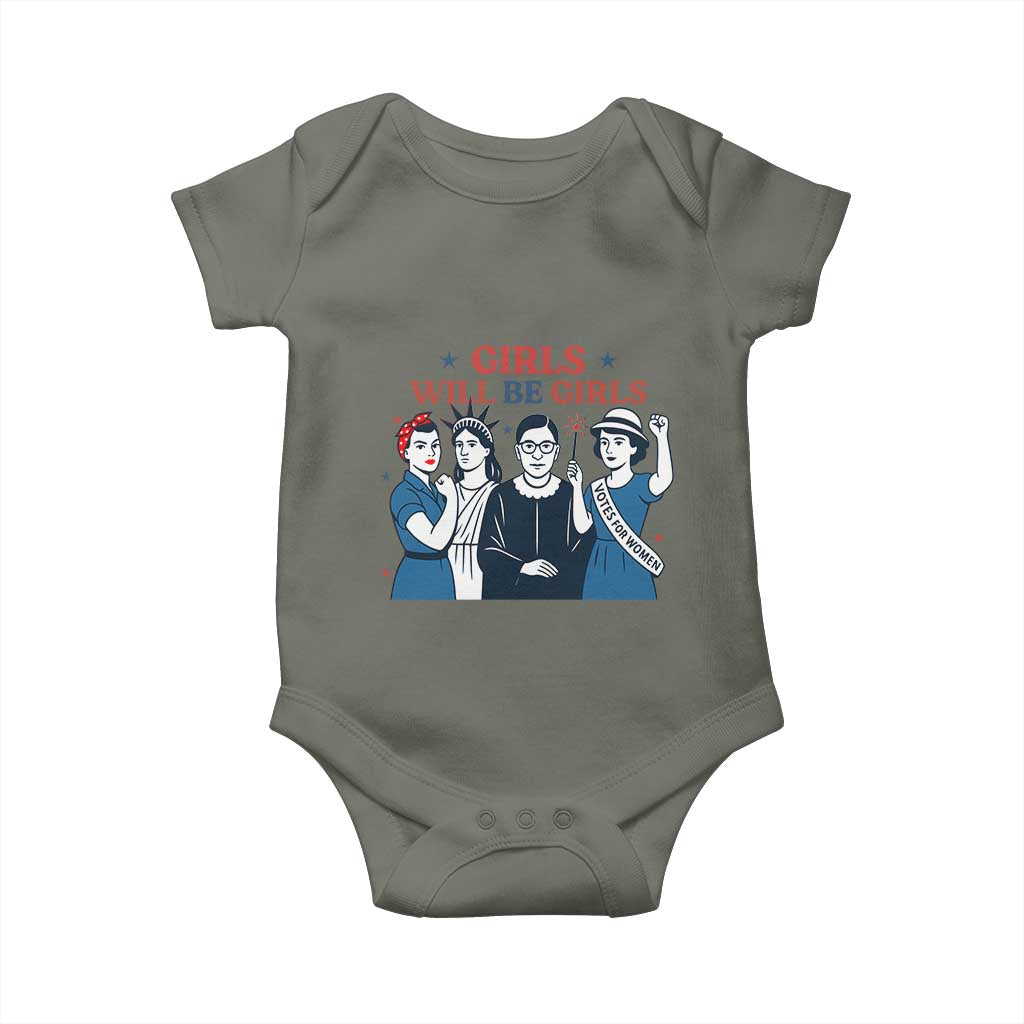 Patriotic Feminist Empowerment Baby Onesie Girl Will Be Girls Womens Rights 4th of July